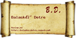 Balaskó Detre névjegykártya